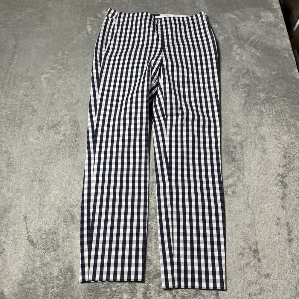 J.‎ Crew Martie Cropped Pants Women Size 2 Navy Bi-Stretch Gingham Style E9564